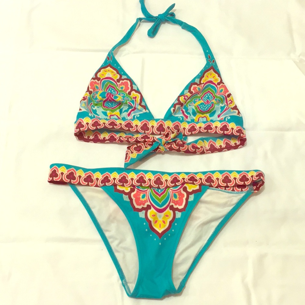 Victoria Secret Aqua Blue Bikini Halter Swimsuit